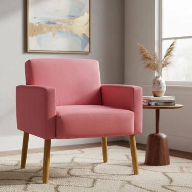 Imagem de Poltrona Hope Decorativa Confortável Para Sala Quarto Recepção Tecido Suede Pés Palito