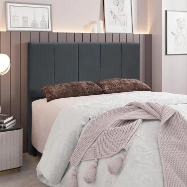 Imagem de Cabeceira Cama Box Casal 140cm Pérola W01 Suede Cinza - Mpozenato