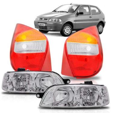 Imagem de Kit farol palio g2 2001 2002 2003 2004 2005 2006 2007 duplo cromado + 