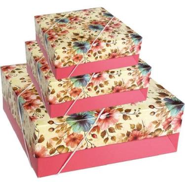 Imagem de Caixa para Presente com Tampa MD 21X21X8 ELAST. Estampada PCT.C/16 - C