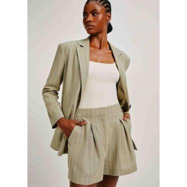 Imagem de Shorts Feminino Em Alfaiataria Com Linho - Hering, 038, Verde