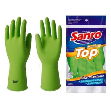 Imagem de Luva Látex Forrada Multiuso G Verde - Sanro
