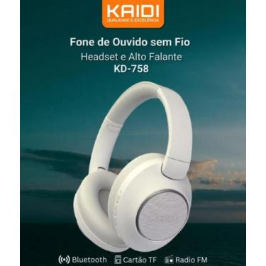 Imagem de Headset Bluetooth com Alto Falante Externo, Kaidi KD-758, Branco