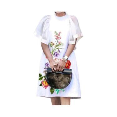 Imagem de Vestido Feminino Vintage Com Patchwork De Malha, Vestido Mini De Verão