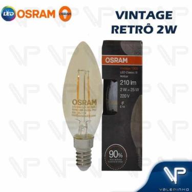 Imagem de Lâmpada led vintage osram 2w 220v 2500k(branco quente)e14 vela, 220V