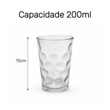 Imagem de Jogo 4 Copos De Vidro Texturizado Para Água Suco 200ml - - WINCY