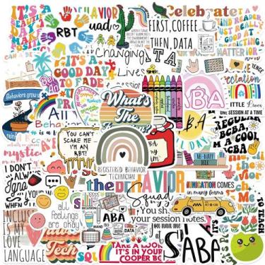 Imagem de 50 adesivos de vinil impermeáveis com desenhos de ABA para crianças - 