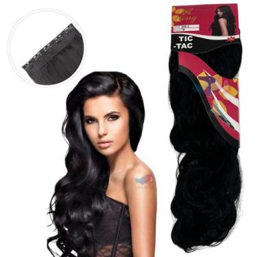 Imagem de Aplique Cabelo Tic-Tac Fibra Orgânica Weng 70 cm, ONDULADO - preto #1