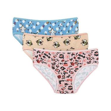 Imagem de Kit 3 Calcinhas Clássicas Infantil Basic+ Algodão Estampadas
