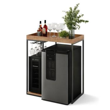 Imagem de Aparador Bar para Adega Cervejeira ou Frigobar MDF Metal Industrial No