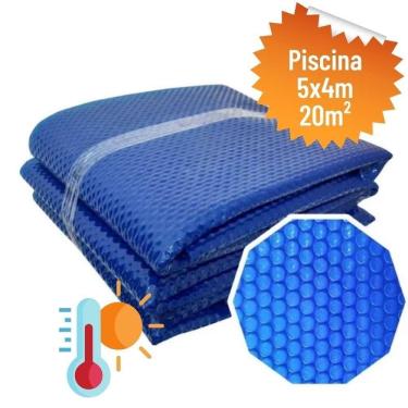Imagem de Capa Térmica Bolha 300 Micras Piscina 5x4M 20m2 Tratamento UV Sol e Água