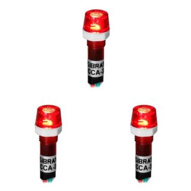 Imagem de Kit 03 Sinaleiros Iluminado 9mm CCA-24R LED 24Vcc / Vca Sibratec - Ver
