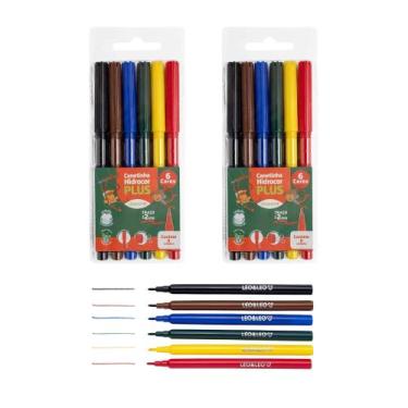 Imagem de COMP Kit 2 Estojos de Canetinhas Hidrocor 06 Cores Plus Leo&Leo Leonor