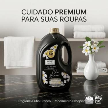Imagem de Sabão Líquido Lava Roupas Home Land Chá Branco 5 Litros Rende 50 Lavag