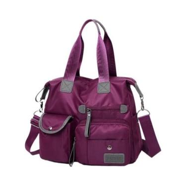 Imagem de Bolsa Tote Feminina Elegante De Nylon À Prova D'água, Com Vários Bolso