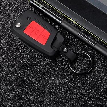 Imagem de WSWJDW Capa de silicone para chave de carro Capa de chaveiro com anel de bolsa, adequado para Skoda Octavia A5 A7 Kodiaq Rapid Yeti para Vw Passat B8 Skoda Superb A7 2017 2018 2019, B preto
