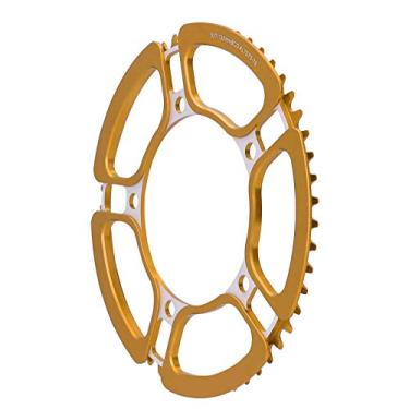 Imagem de Juicemoo Crankset oco, elegante e de boa compatibilidade, pedivela 53T, 1 peça de liga de alumínio leve reparador para bicicleta DIY (dourada)