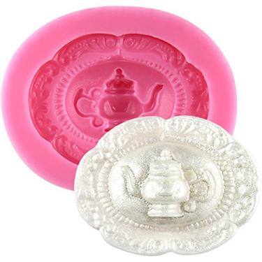 Imagem de Bule vintage de bule de silicone, decoração de bolo de fondant, topo de cupcake, joia de resina, argila de polímero