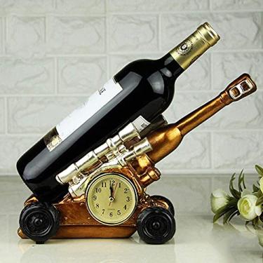 Imagem de Pkfinrd Estante de vinho criativo para decoração de casa, ornamentos para sala de estar, pequenos móveis de 30 x 18 cm (cor: bronze)