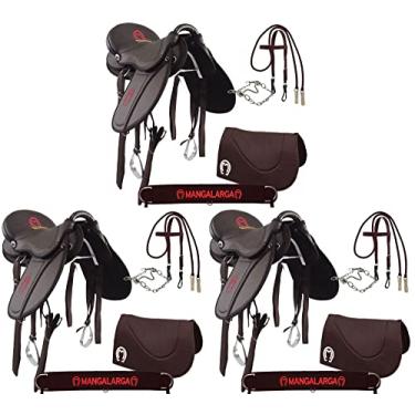 Imagem de Combo 3 Selas Ecológicas Mangalarga Soft Marrom Kit Completo
