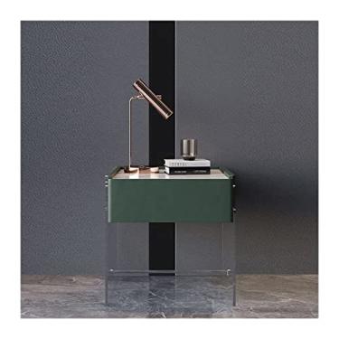 Imagem de jinyi2016SHOP Mesas Laterais de Cama Quarto Ardósia Mesa de Cabeceira de Vidro Pequena Mesa de Café Pequena Gaveta Armazenamento Mesa de Cabeceira Mesas de Cabeceira para Quarto (Cor: D, Comprimento: 50 cm)