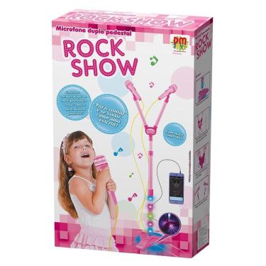 Imagem de Microfone Duplo Pedestal Rock Show Rosa Dm Toys