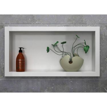 Imagem de Nicho para Banheiro Mármore Sintético 63x10x33cm Móveis Bosi Branco