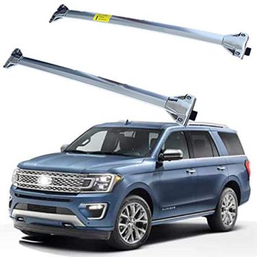 Imagem de UDP 2 peças serve para Ford Explorer 2011-2015 aço inoxidável ajustável barra transversal trilho de telhado bagageiro barra de rack de teto prata