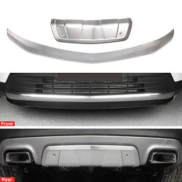 Imagem de 2 peças serve para CADILAC XT4 2019 2020 aço inoxidável placa de para-choque traseiro dianteiro protetor de barra