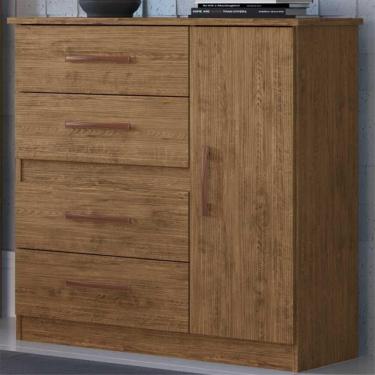 Imagem de Cômoda 4 Gavetas 1 Porta Luíza Multimóveis Cr4157 Nogueira