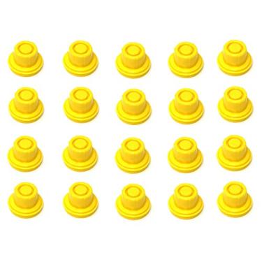 Imagem de Pacote com 20 tampas de bico amarelo de substituição estilo cartola serve para # 900302 900092 BLITZ tampa de bico de lata de gás serve para latas de gás com ventilação automática (bicos não incluídos)