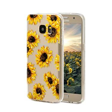 Imagem de FAteamll Capa para Galaxy S7, com estampa de flor de girassol, TPU macio antiarranhões traseira compatível com Samsung Galaxy S7 versão 2016 (girassol - transparente)