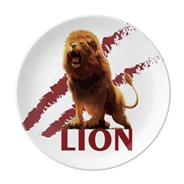 Imagem de Prato decorativo de porcelana para criaturas ferozes Feline Lions
