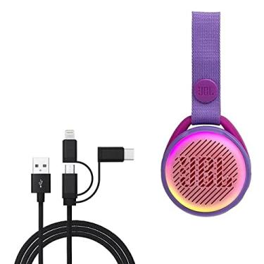 Imagem de Cabo BoxWave compatível com JBL JR Pop (cabo da BoxWave) - Cabo AllCharge 3 em 1 para JBL JR Pop - Preto Jet