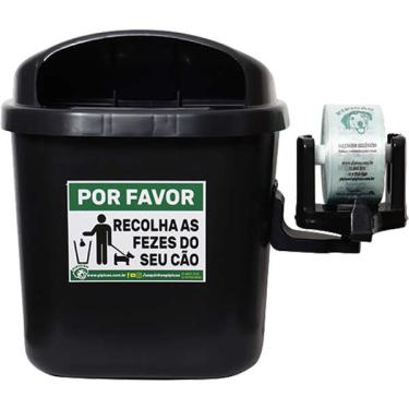 Imagem de Lixeira Pipicão Suporte com Saquinhos Higiênicos Cata Caca Preto - 40 Litros