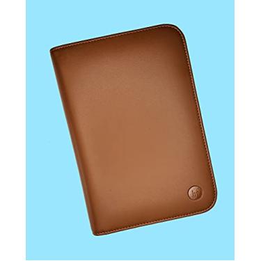 Imagem de Caderno de couro tamanho A6 com fecho de zíper. Este é um tamanho padrão europeu ISO A6. Alguns fichários A6 são de um tamanho diferente. Por favor, leia as medidas.