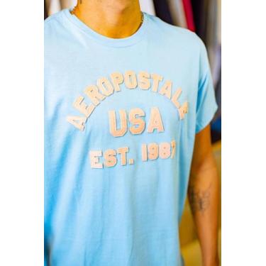Imagem de Camiseta Aeropostale Masculina Bordada Usa Azul