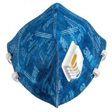 Imagem de Máscara de Proteção Respiratória Dobrável com Válvula PFF2 3M Azul