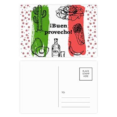 Imagem de Esboço do México Bandeira de Culinária Cacto Redondo Natal Celebração Cartão Postal Cartão Bênção