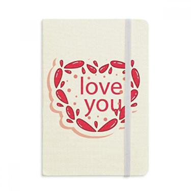 Imagem de Caderno de Dia dos Namorados Coração Rosa Love You Oficial Tecido Rígido Diário Clássico