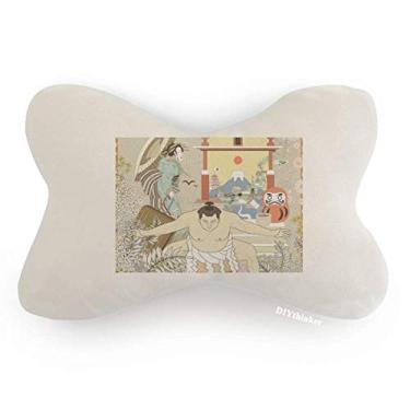 Imagem de DIYthinker Almofada japonesa Ukiyo-e para decoração de pescoço com folhas de carro e almofada para apoio de cabeça