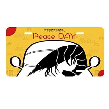 Imagem de DIYthinker Placa de carro com ilustração de camarão preto Marine Life Decoração de carro Dia da Paz