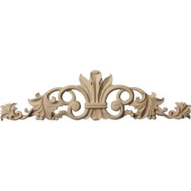 Imagem de Ekena Millwork ONL pequeno centro de marselha com rolos, Unitário, 12"W x 3 1/2"H x 5/8"D, Maple