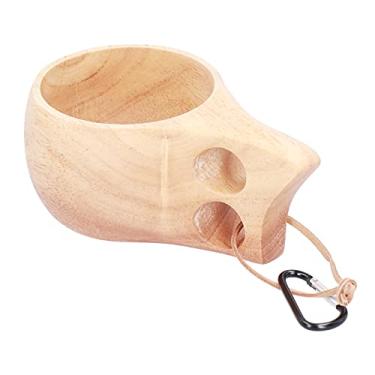 Imagem de 01 Caneca de café de madeira, quente e delicada, resistente ao desgaste e durável, copo de borracha para acampamento, caminhada, sobrevivência e uso diário (copo com orifício duplo, azul)