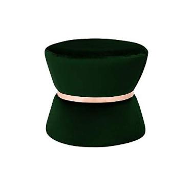 Imagem de Puff Decorativo Sala de Estar 45cm Dhaka Veludo Verde - Gran Belo