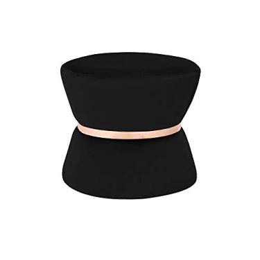 Imagem de Puff Decorativo Sala de Estar 45cm Dhaka Veludo Preto - Gran Belo