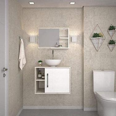 Imagem de Conjunto para Banheiro Gabinete com Cuba Redonda R30 e Espelheira Laura 600 Yescasa Snow/branco Chess