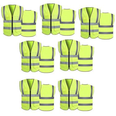 Imagem de Colete Refletivo Sinalizador Kit 7 Unidades EPI Segurança Trabalho Blusao Fluorescente Fiscalizaçao Transito Obra