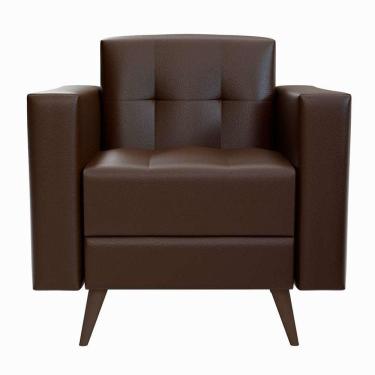 Imagem de poltrona vitrola revestimento sintético café