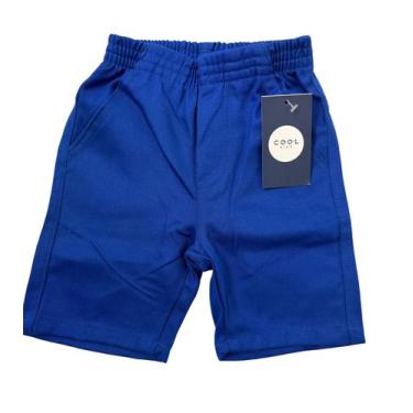 Imagem de Bermuda Shorts Algodão Elástico Infantil Meninos Com Bolsos Tam 1 2 3